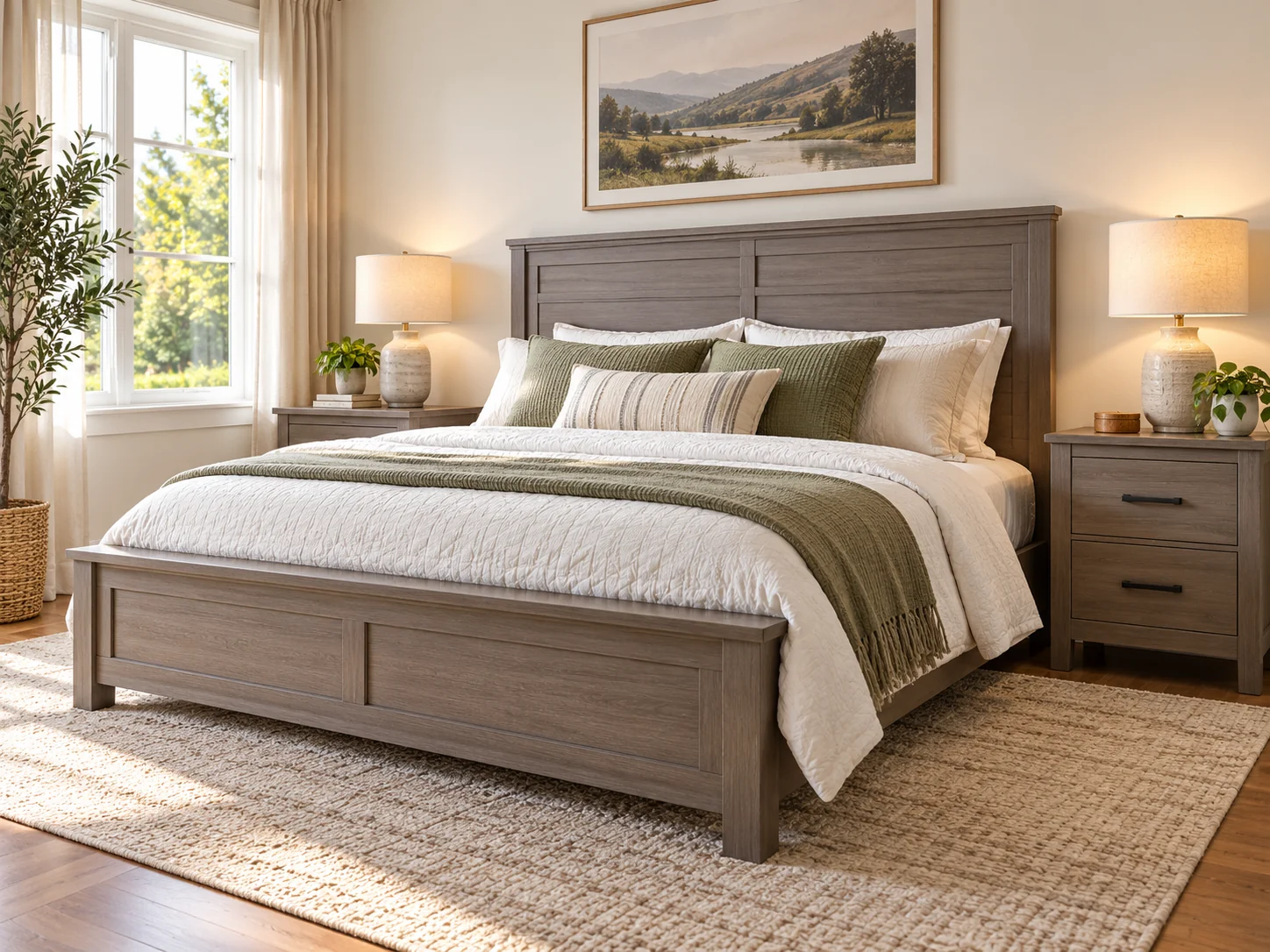 Bed frame and nightstands in a bedroom