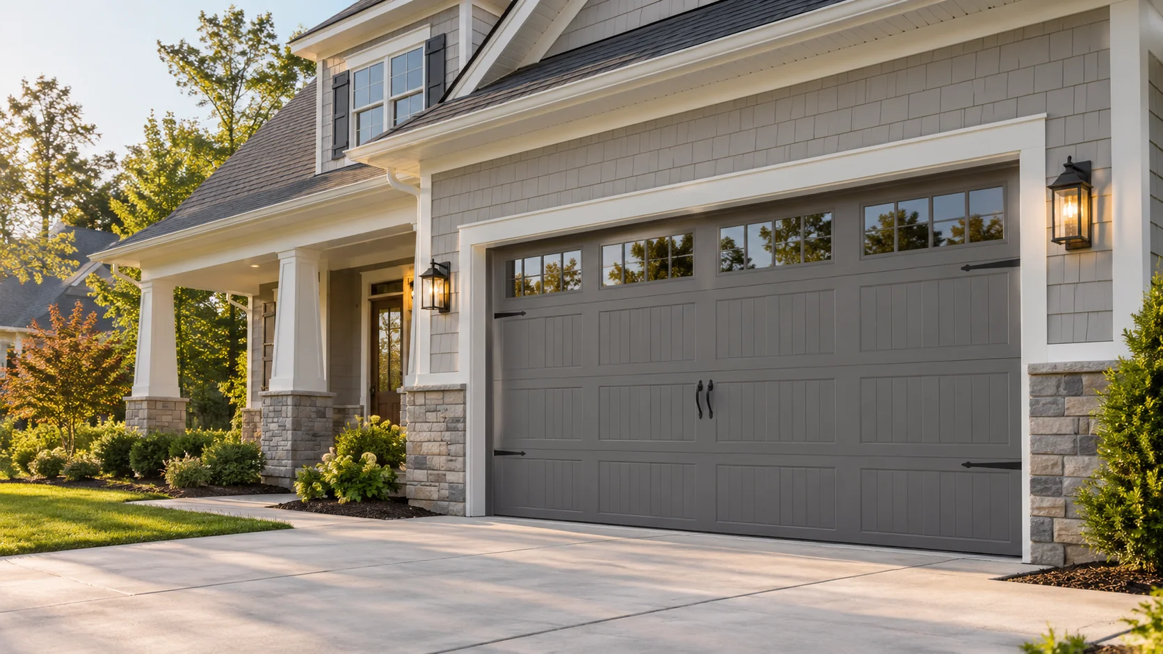 Residential garage door and exterior